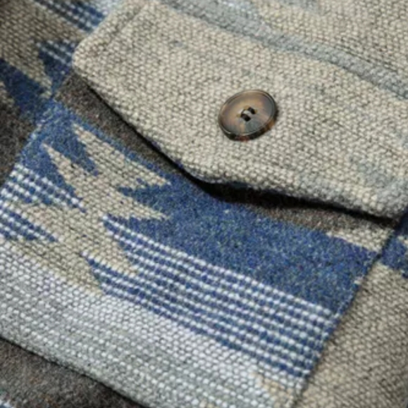 New blue distressed Aztec print shacket - Picture 6 of 16